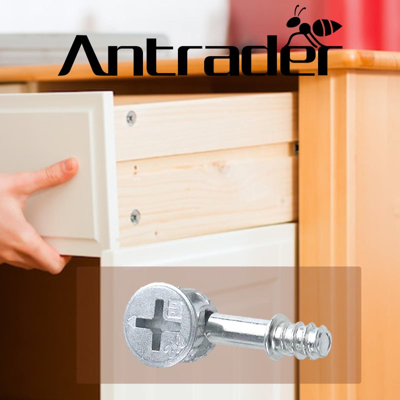 Antrader 10-Pack Furniture Side Knock Down Furniture Cam Lock Connecting Fitting Pre-Inserted Nut Dowels Connector Assembly (812 Fitting+28mm Screw) - Image 3
